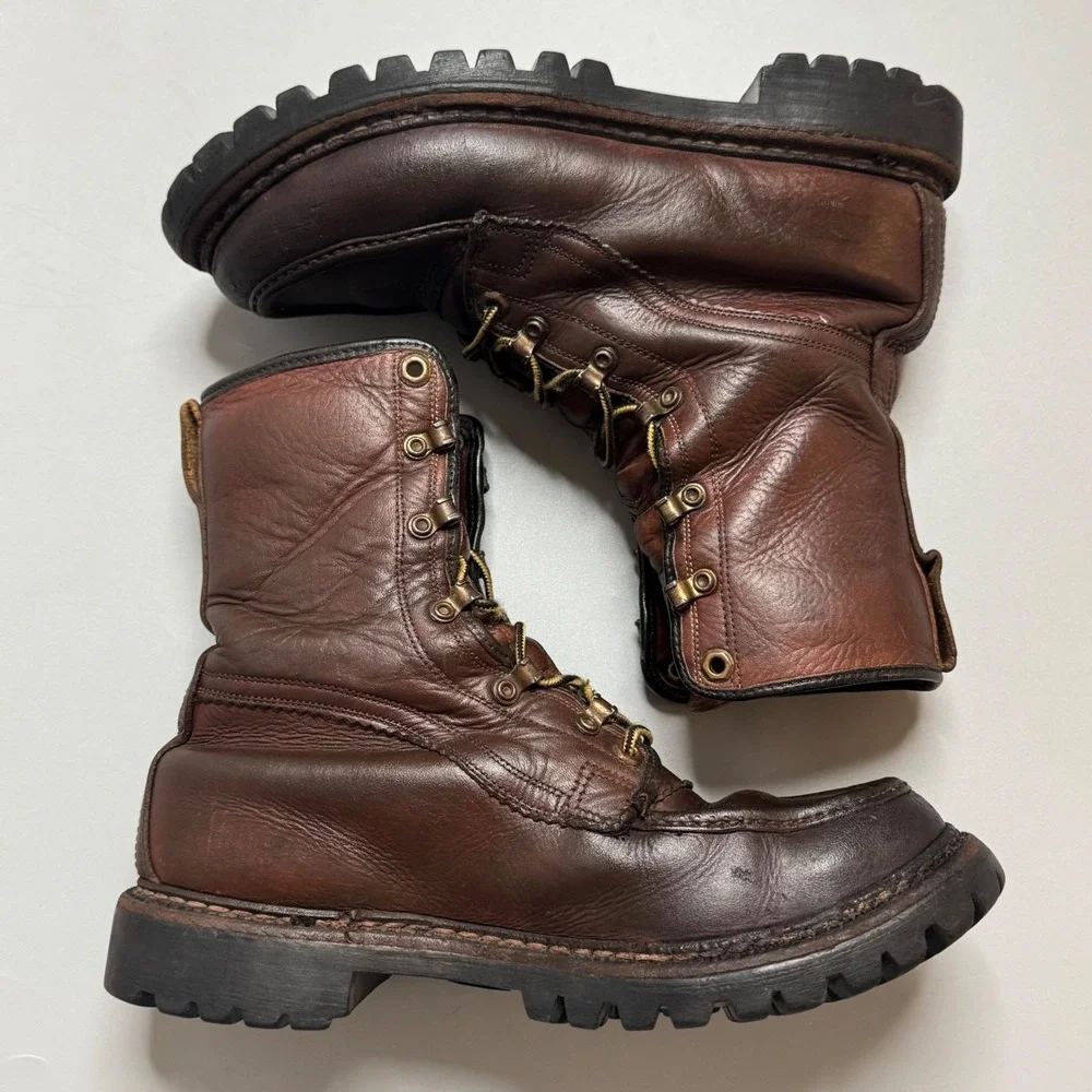 Vtg Herman Survivors Boots Men's Sz 8 Brown Leather Insulated Work Boots Vibra